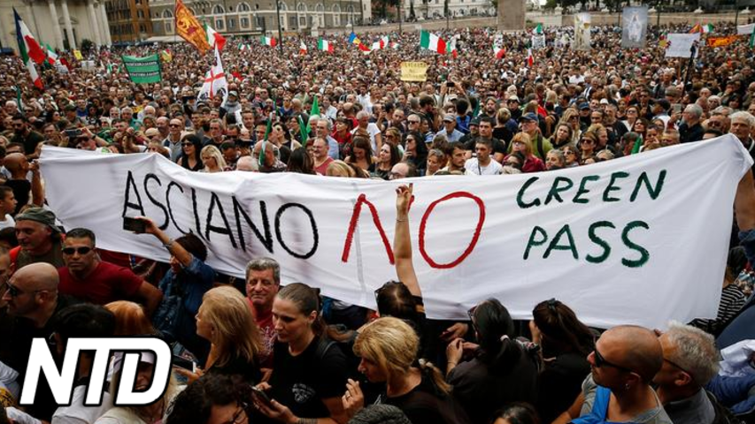 Italien: Tusentals demonstrerar mot vaccinpass-krav | NTD NYHETER