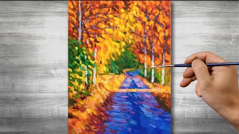 Impressionist painting | Autumn forest | oil painting | time lapses | #331