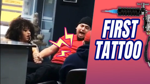 Guy Screams While Getting First Tattoo	