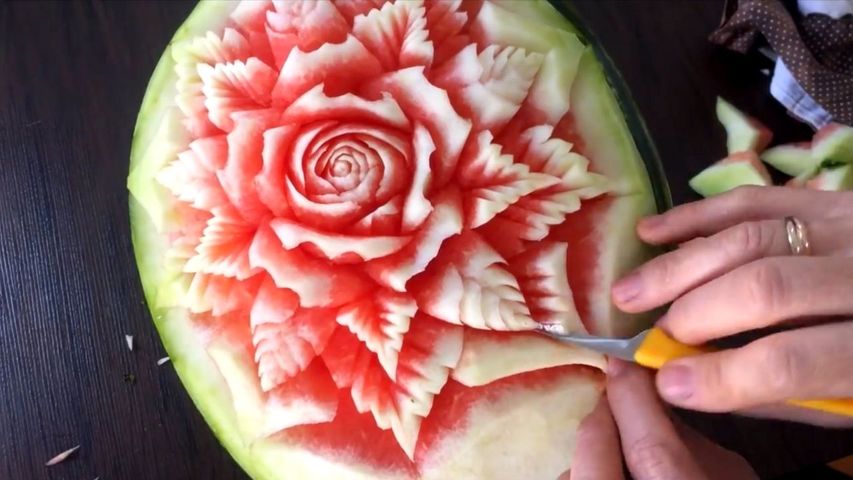 Flower in Watermelon - Learn How to Do Step by Step