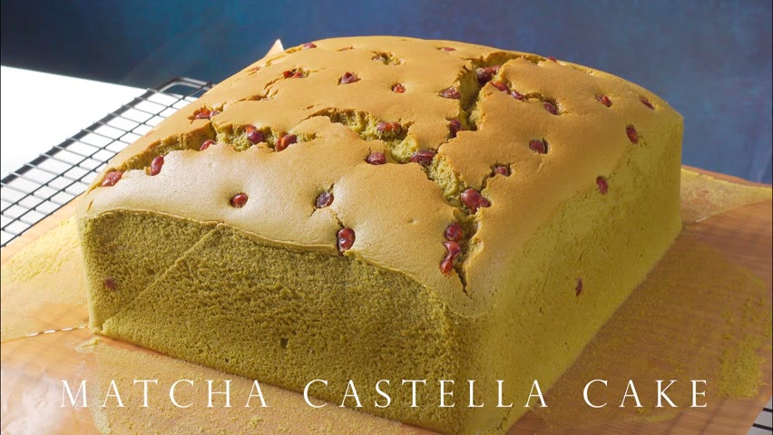 台灣抹茶紅豆古早味蛋糕 ┃Taiwanese Matcha Castella Cake