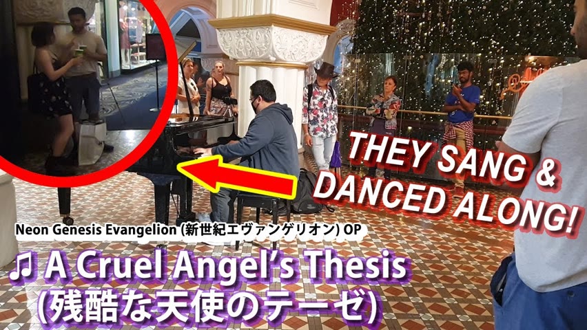 I played EVANGELION OP (A Cruel Angel's Thesis) on piano in public