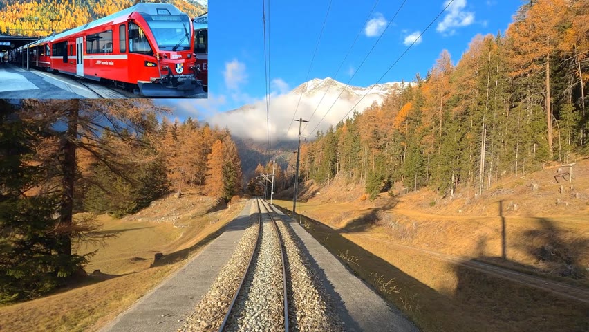 ★ 4K 🇨🇭 Pontresina - Scuol-Tarasp late autumn cab ride, Switzerland [11.2020]