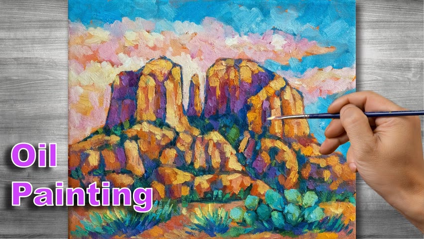 Mountain landscape painting | Oil painting time lapse |#310