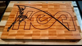 The Pole Vault cutting board VER 2 / chopping board. Wood inlay 4K video. Cnc inlay