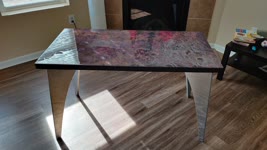 Plywood table with resin top for my 8-year-old daughter. CNC woodworking. Plywood furniture.