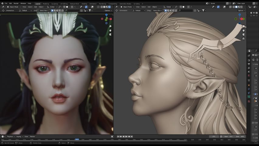 3D Girl Modeling - Blender 3.0 - EEVEE rendered - Time-lapse