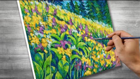 Impressionist painting | flower field | oil painting | time lapses | #343