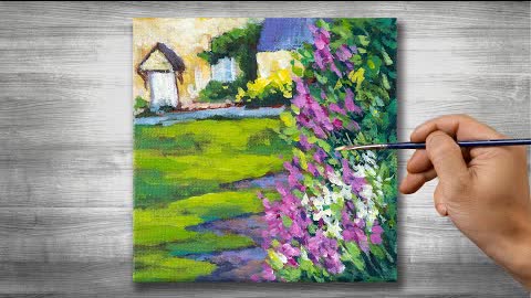 Spring garden painting | Acrylic painting time lapse |#282