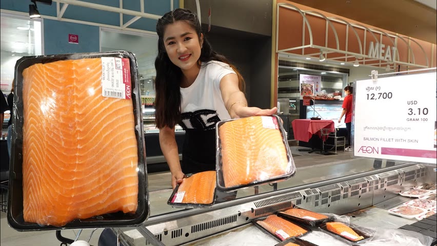 AEON Mall, Buy Salmo fish for cooking / Aluminum foil salmon fish cooking