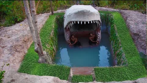 Build Most Beautiful Swimming Pool  & Underground House Of shark Shape​​
