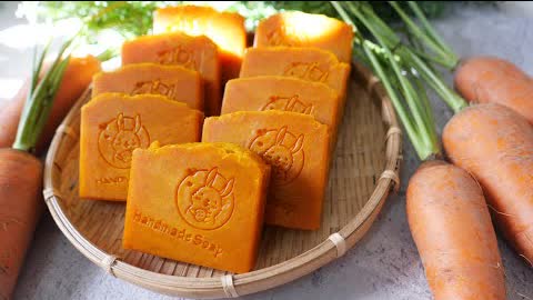 胡蘿蔔熱製皂 - carrot soaps made with fresh carrots, hot process soap making - 手工皂