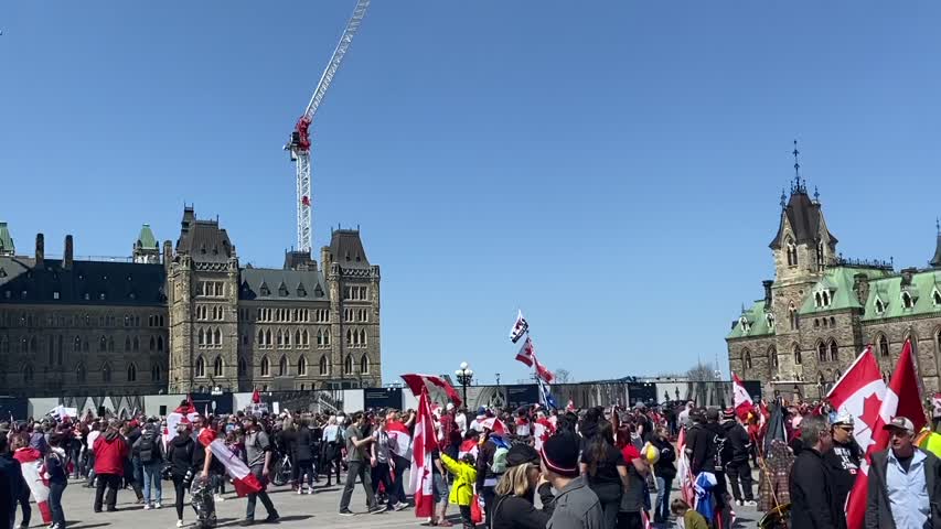 Protesters gather on Parliament Hill on April 30, 2022