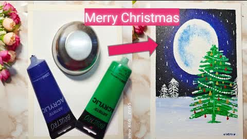 Merry Christmas to my youtube family | beautiful n easy Christmas painting