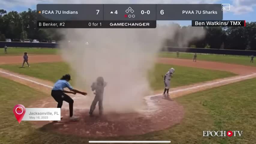 ‘Dust Devil’ Engulfs Child at Baseball Game