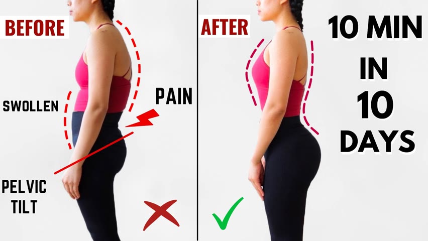 Get beautiful posture in 10 day challenge! fix anterior pelvic tilt, back pain, look fitter & taller