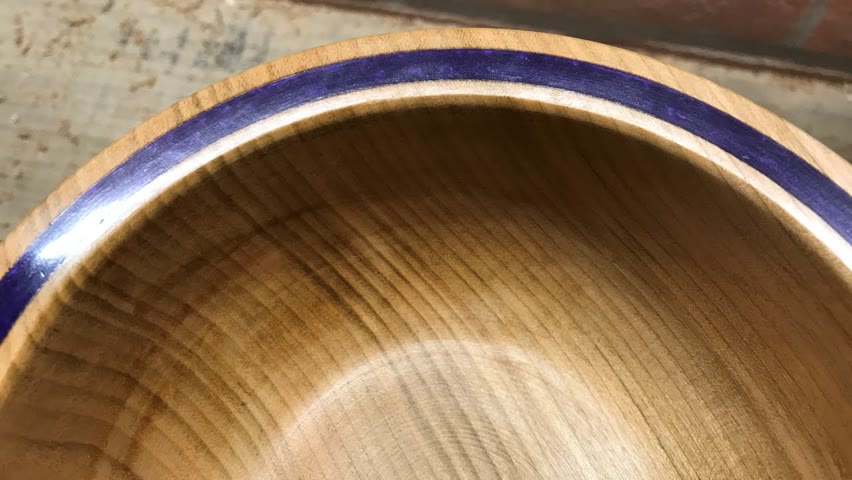 Wood turning - Cherry Bowl with purple inlay