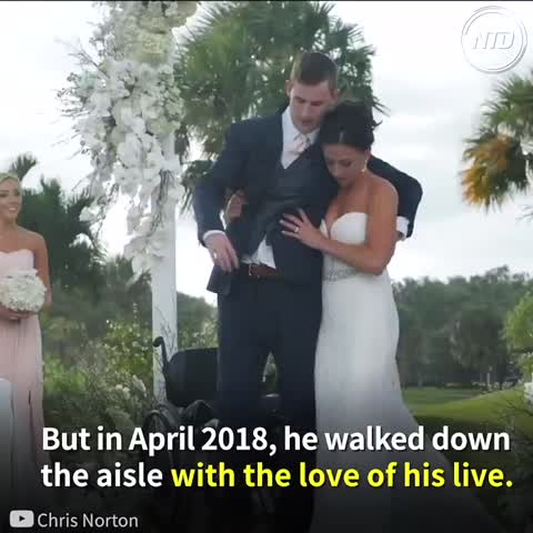 Paralyzed Football Player Walks Down the Aisle at His Wedding