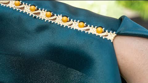 Beaded Joining of Edges with Needle - Decorative Dress Design