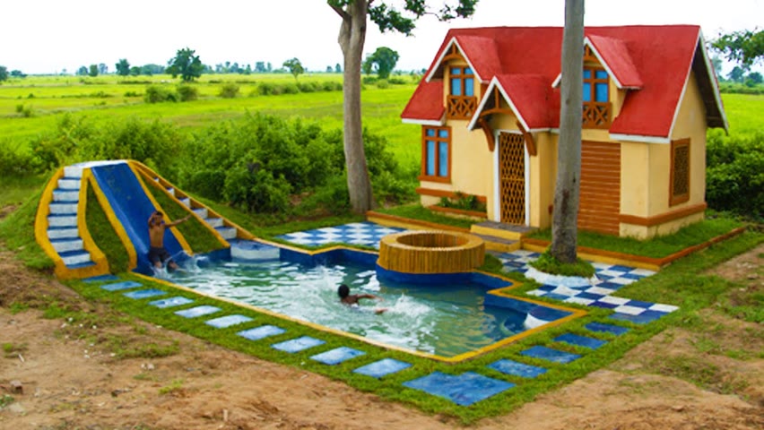Build  the most impressive underground swimming pool & the Water slide park