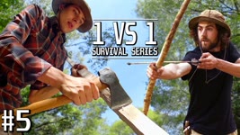 SURVIVAL BOW CARVING IN THE BUSH | 1vs1 survival series ep. 5