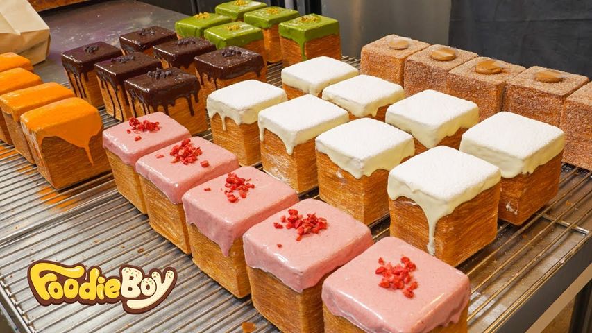 Incredible 6 Kinds of Cube Pastry With Cream - Korean Street Food