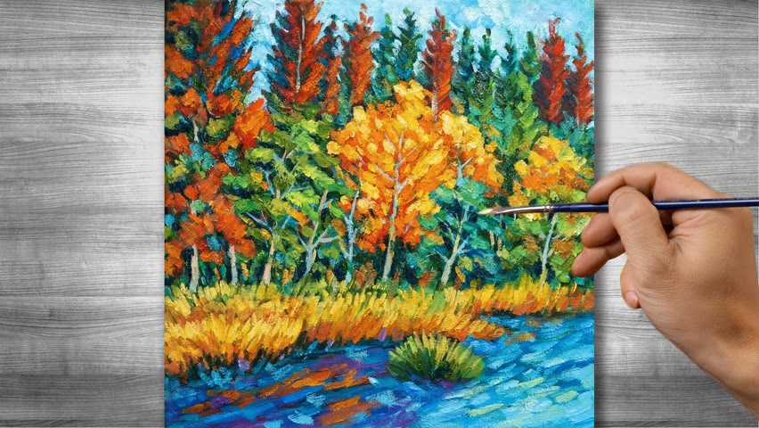 Autumn scenery painting | Oil painting time lapse |#317