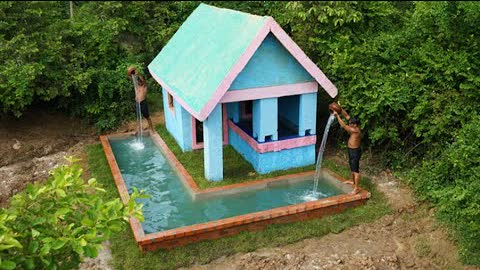 30 Day Amazing Update!Build Pretty Underground Brick swimming pool around pool House In Rainy Season