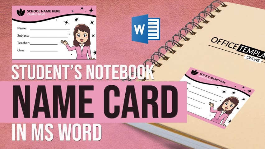 How to Design Name Tag/Card for Student's Notebook in MS Word | DIY School Diary