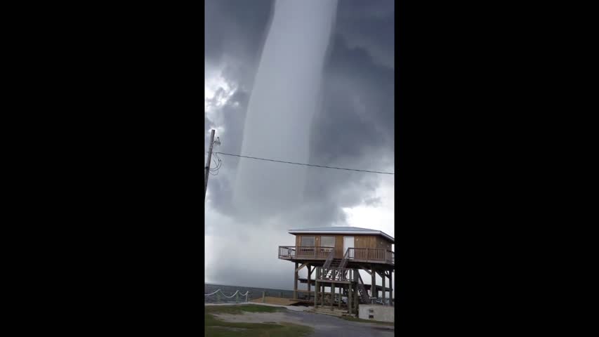 Massive Waterspout Looms over Louisiana Coastline