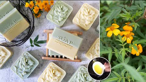 芳香萬壽菊植萃皂 - Making soaps with the herb: Tagetes Lemmonii, palm-free recipe - 手工皂