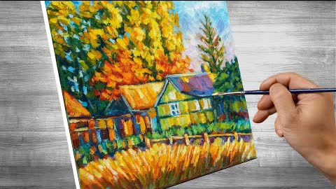 Impressionist painting | village morning | oil painting | time lapses | #344