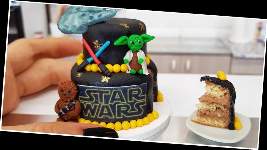 Mini STAR WARS cake 🐶🍰🎦 /real mini cooking / mini food / tiny kitchen / YODA cake