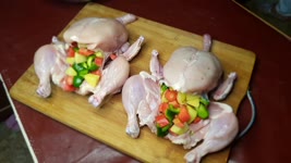 Chicken Roast in Oven Four Chickens (Re-upload) with subtitles