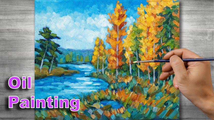 Autumn landscape painting | Oil painting time lapse |#305