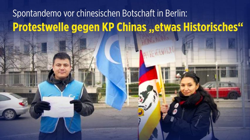 Berlin: Spontaner Protest vor chinesischer Botschaft nach Protesten in ganz China und verherendem Feuer in Urumqi