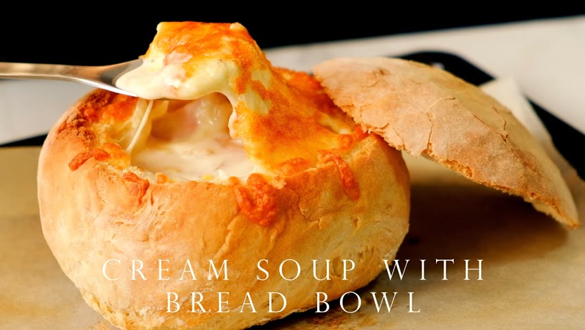 海鮮忌廉湯麵包盅 (ft: 史雲生上湯系列) ┃Cream Soup with Bread Bowl (ft: Swanson Superior Broth Range)