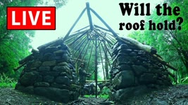 Cutting down the Roundhouse Center Pole & Fire making! LIVE BUSHCRAFT!