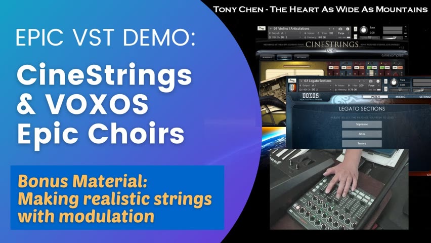 🎹VST Demo: CineStrings & VOXOS choir (No Talk) - Creating realistic strings with a mod. controller 🎹